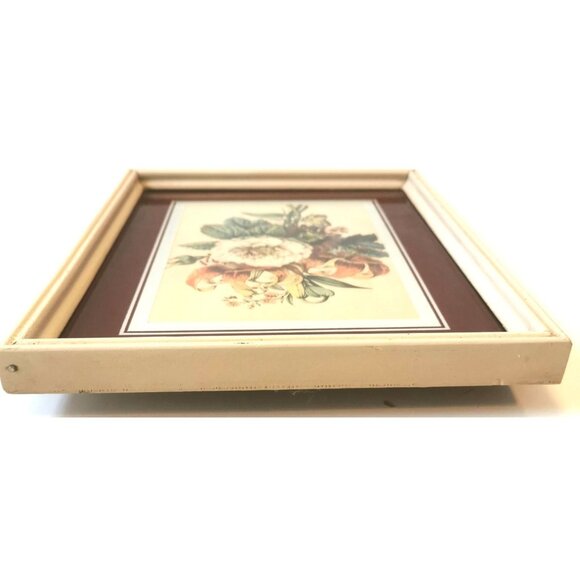 Vintage Botanical Floral Print Tiger Lily White Rose Butterfly Wood Frame 1950s - Picture 6 of 8